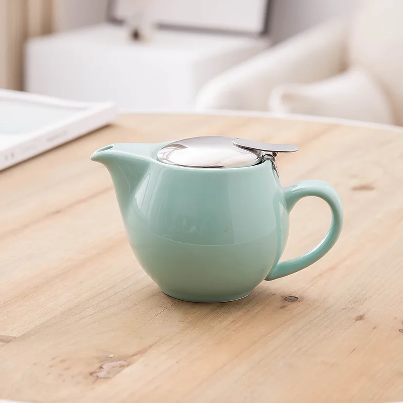 380ml Small Ceramic Tea Pot With Stainless Steel Infuser For Loose Leaf Blooming Teapot
