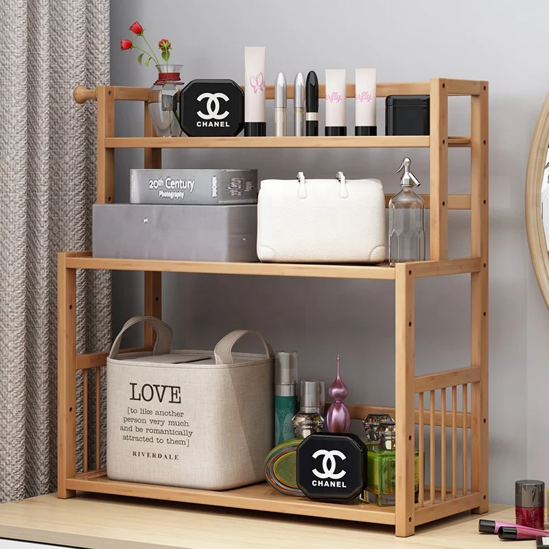 
Natural Student Desktop Bamboo Wood Desk Sundries Makeup rack Storage Box Holder Organizer Shelf Rack Stand for Save Space 