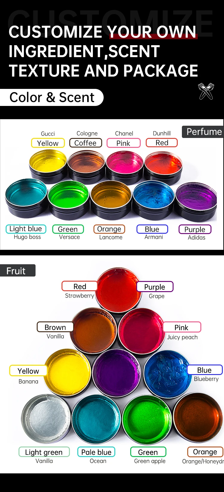 Customizie scent water soluble all natural vitamin firm hold hair pomade water based oem custom strong hold high shine