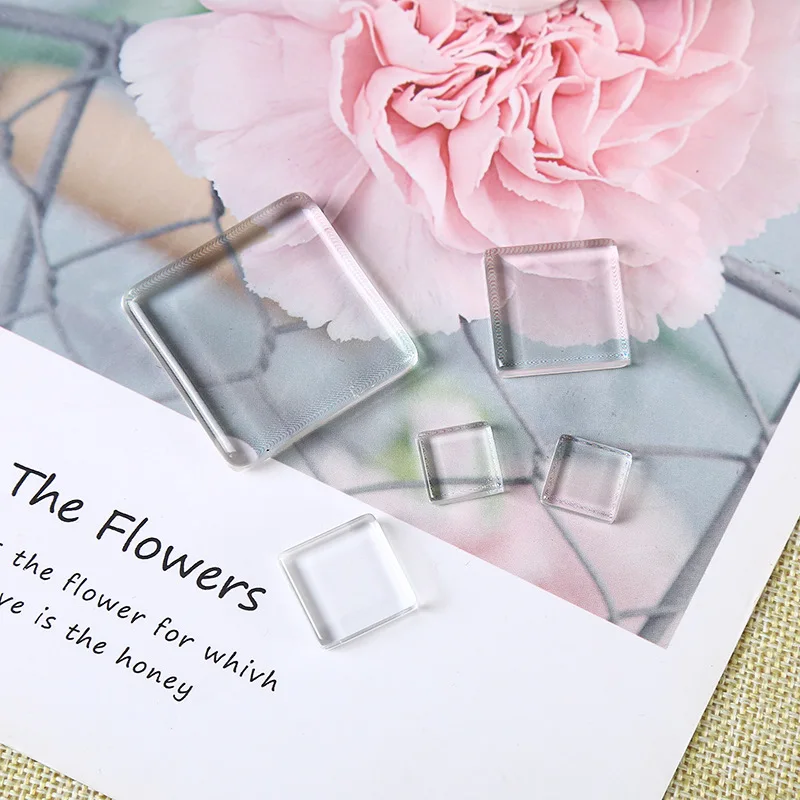 Crystal Craft Glass Cabochon Jewellery Manufactured 14mm Clear Square  Glass Dome Cabochon