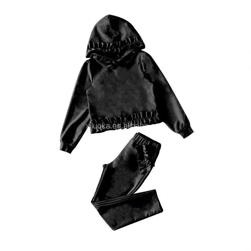 Global Fashion Factory Price Wholesale Custom Logo Children Clothes Set Sport Fitness Yoga With Hood