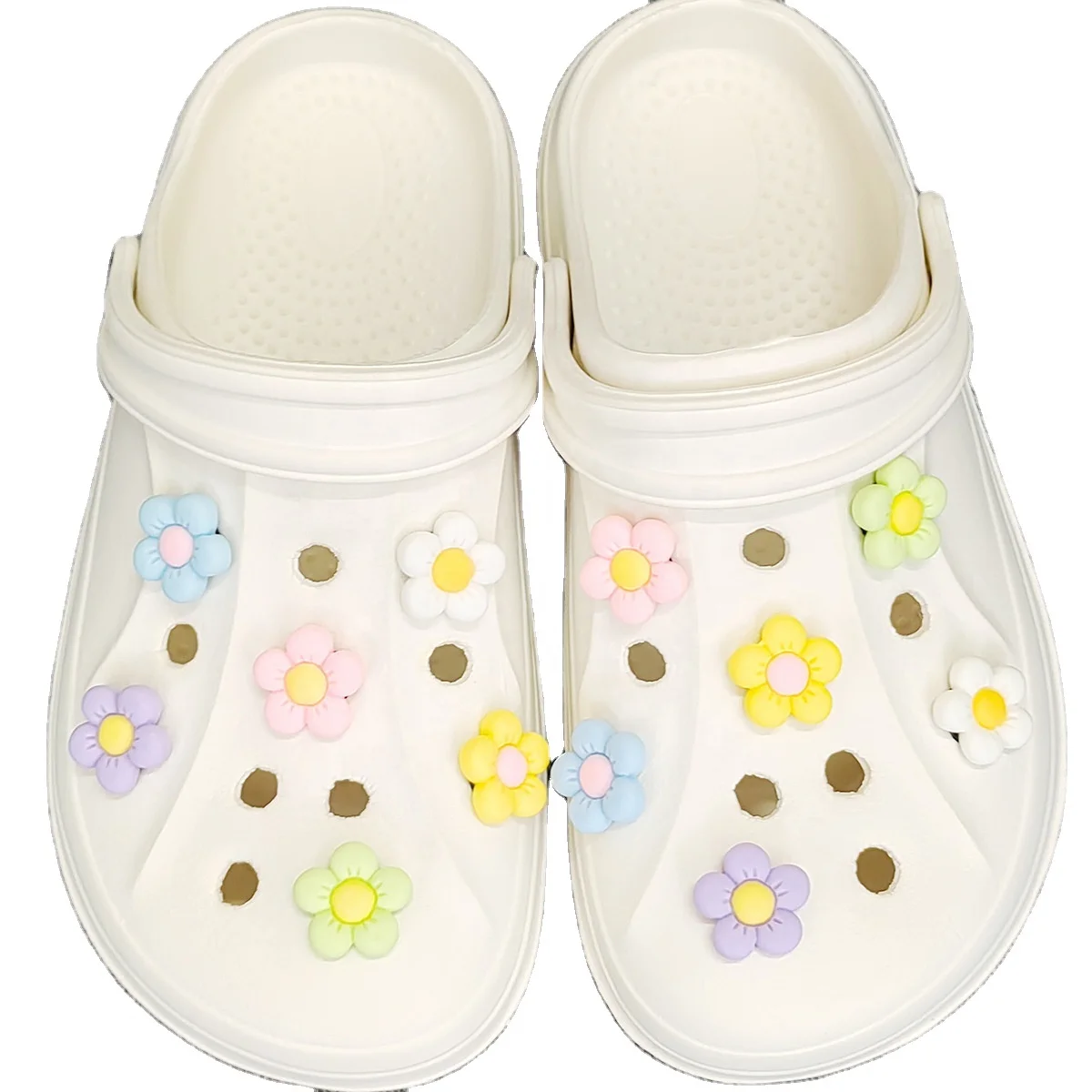 Multicolor Rose-red cute flower shape clogs charms Colorful selection of handmade DIY shoe accessories slippers buckles