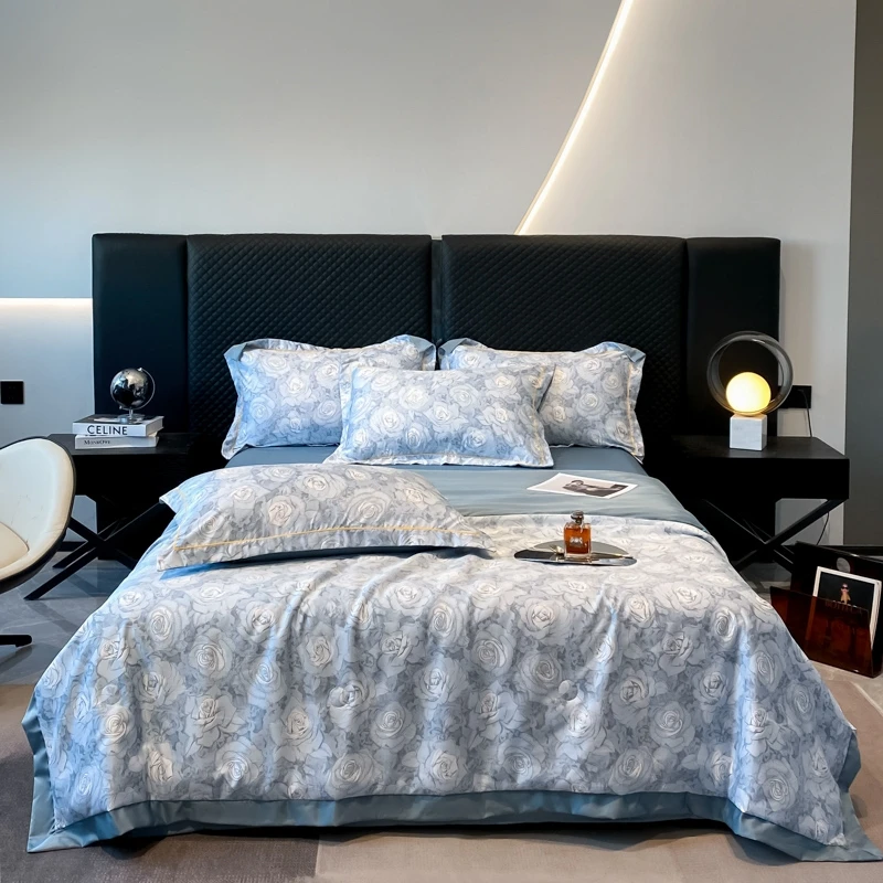 Brand Hot sales High quality Washing Silk Bedding Set Ice Silk Bed Cover Sheet For home bed cover luxury bed sheets for adult