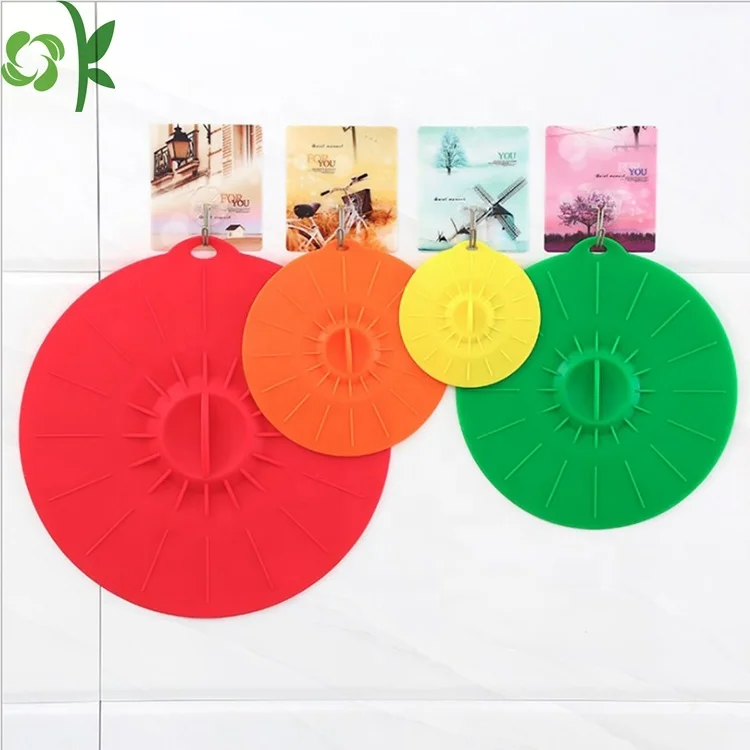 OKSILICONE Reusable Seal Heat Resistant Silicone Lids Different Size Vacuum Preservation Lids For Keeping Fresh Silicone Cover