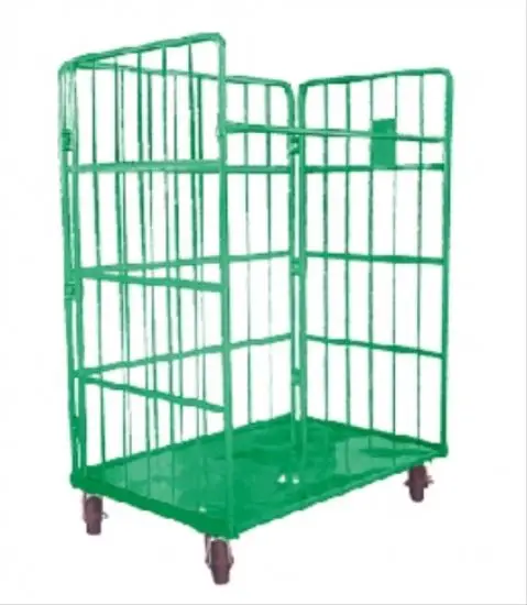 
Warehouse Cage Foldable Roll Door Logistic Security Wire Mesh Cart Storage Metal Trolley With Wheels 