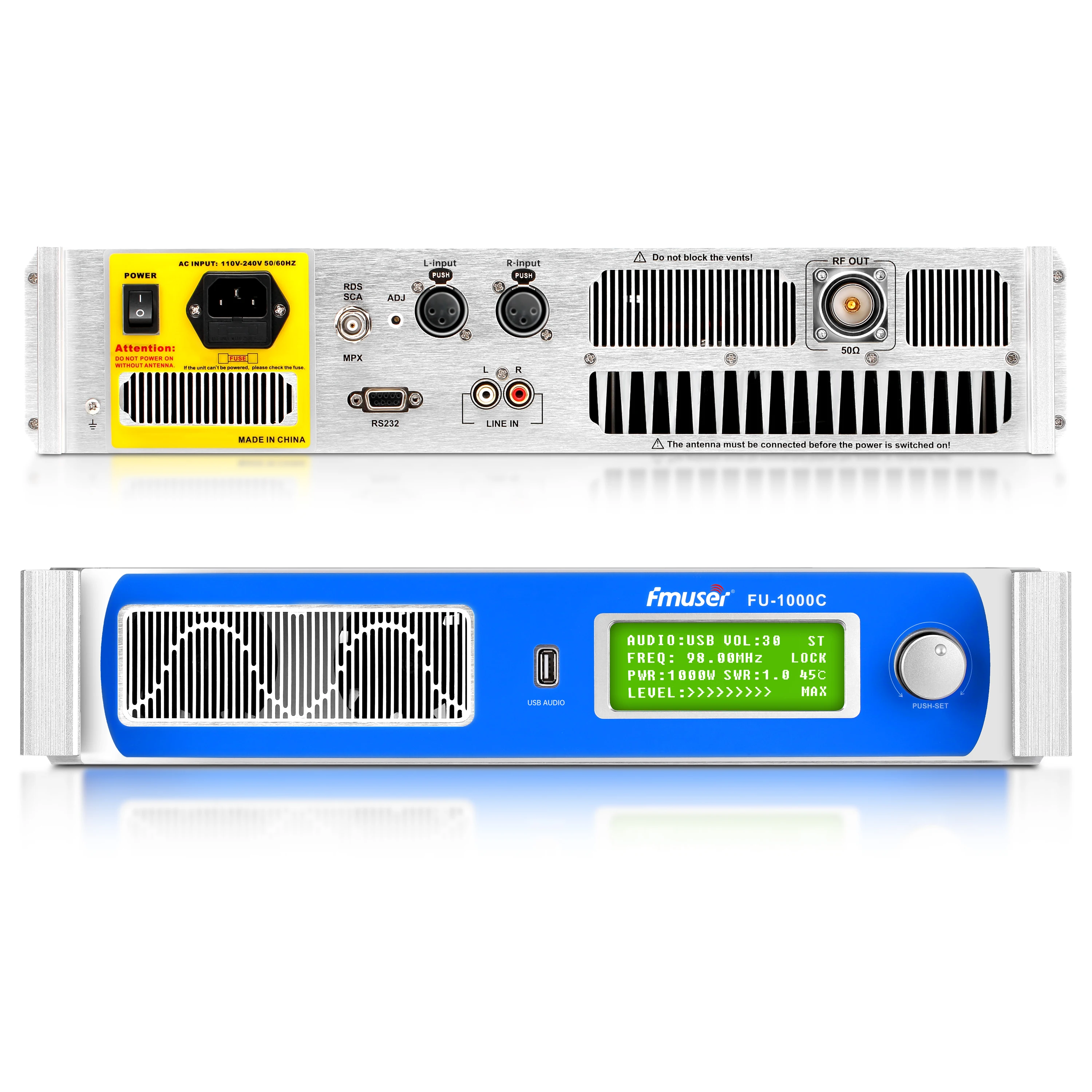 FMUSER FU-1000C 1000 Watt FM broadcast transmitter stereo 1000W FM transmitter analog 1KW FM transmitter for radio broadcasting