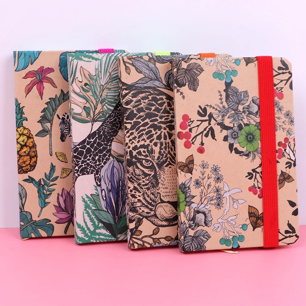 2023 Journal Organizer Hard Cover A5 A6 Notebook Fashion Design Casebound Ruled Craft Notepad Elastic Band Journal For School