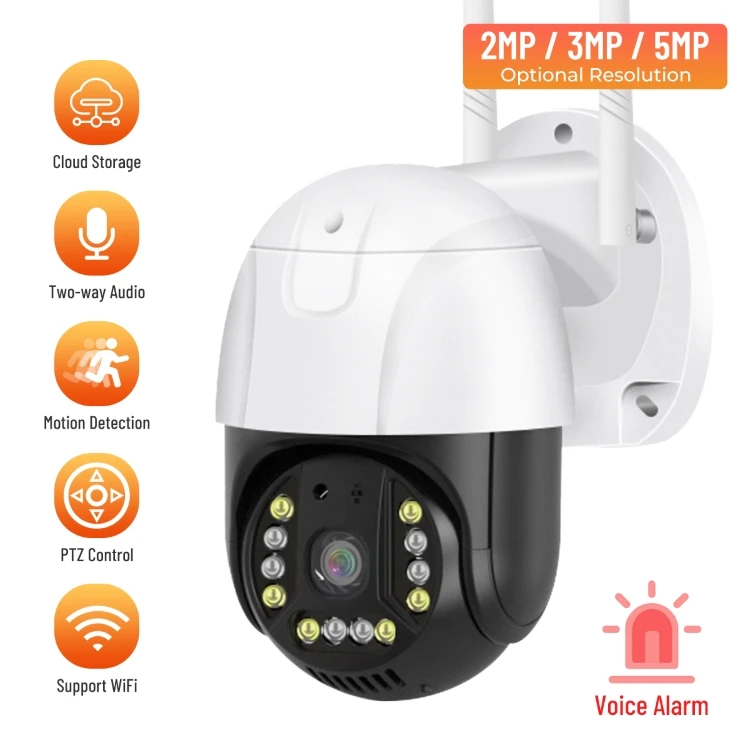 2MP Cloud Storage Two Way Audio Voice Alarm Wireless Ptz Camera With Rj45 Port Outdoor Security  Wifi Cctv Ptz Camera
