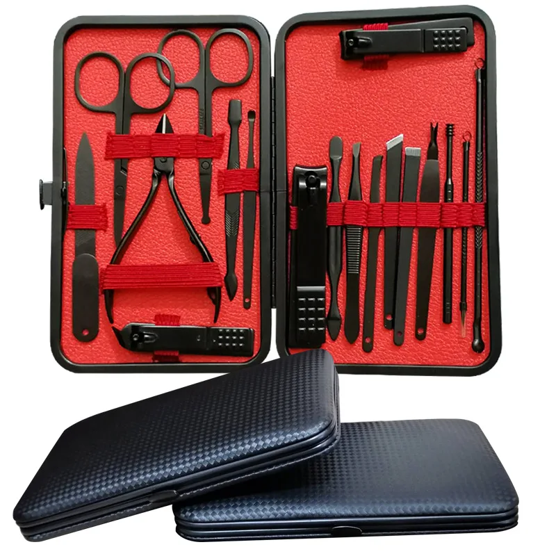 Wellflyer 12 Piece Flower Printing Girls Pink Manicure Pedicure Set 16 pcs Complete Nail Salon Tools