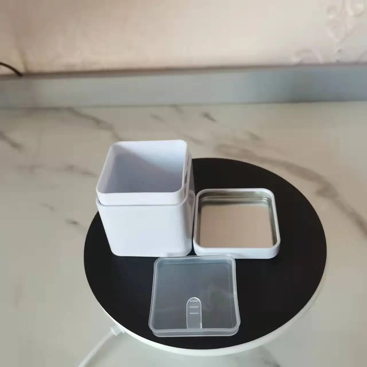 Factory airtight black small square metal tin can box for tea and coffee tea tin cans