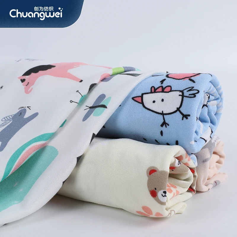 China manufacturer single-sided brushed fabric printed knitted fabric milk silk cartoon fabric
