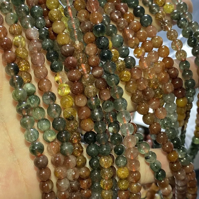 Natural gradient color hair crystal multi-loop bracelet Venus Flash Blonde green copper cat eye crystal