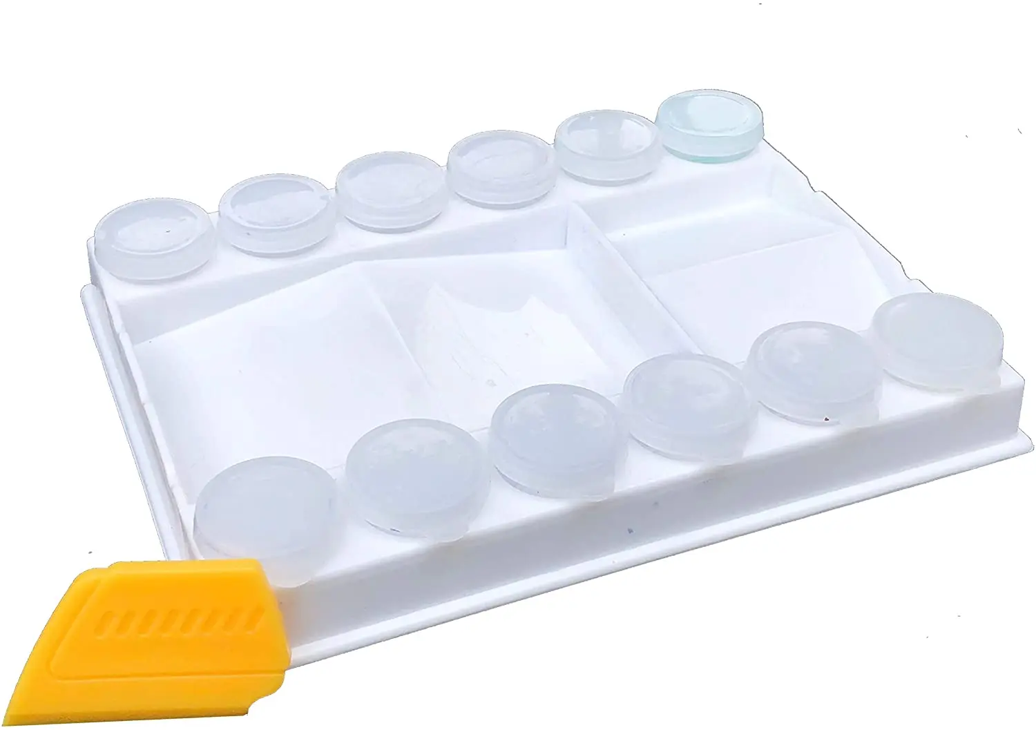 50619 4 wells 12 storage cups Plastic Artist Painting Drawing Tray Palette For Oil Watercolor Painting