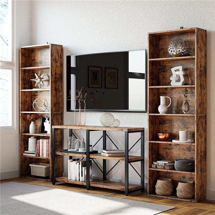 Six story simple standing oak bookshelf wooden storage rack for schoolroom