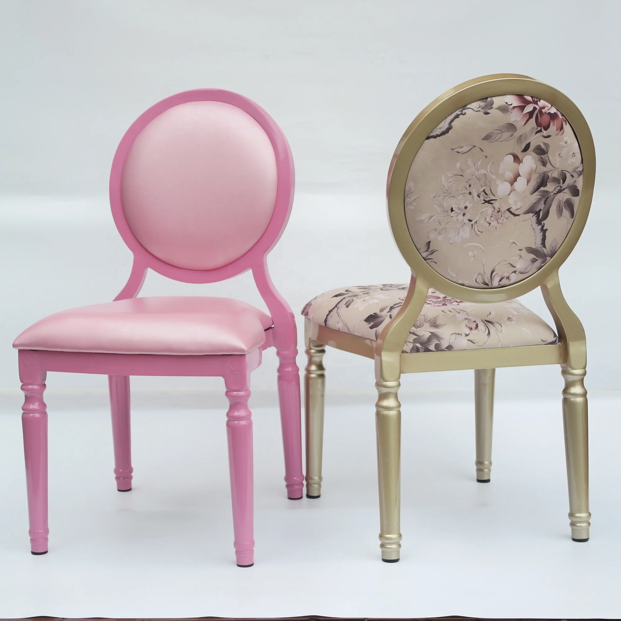 Flower pattern luxury aluminum wedding decor hotel chairs for events