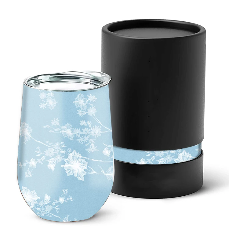 Everich high quality 12oz personalized double walled egg shaped mug stainless steel stemless wine tumbler with sliding lid