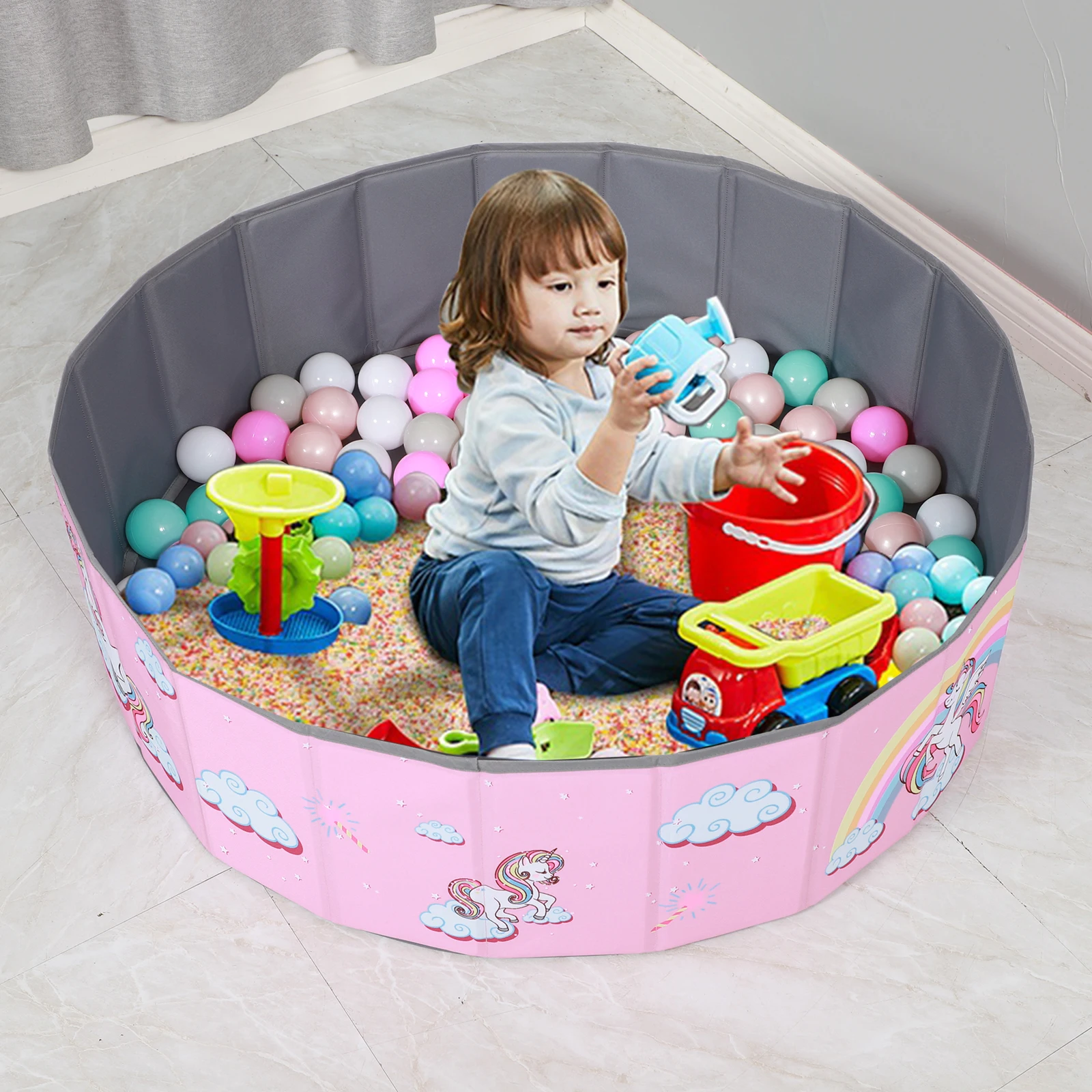 High quality Baby blue  foldable baby ball pool baby toys ball pit for home