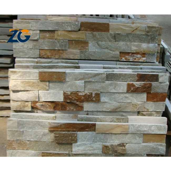 ZGSTONE наружный Декоративный шпон натуральный сланцевый культурный камень для камина и внешней ржавой черной облицовки стеновой панели