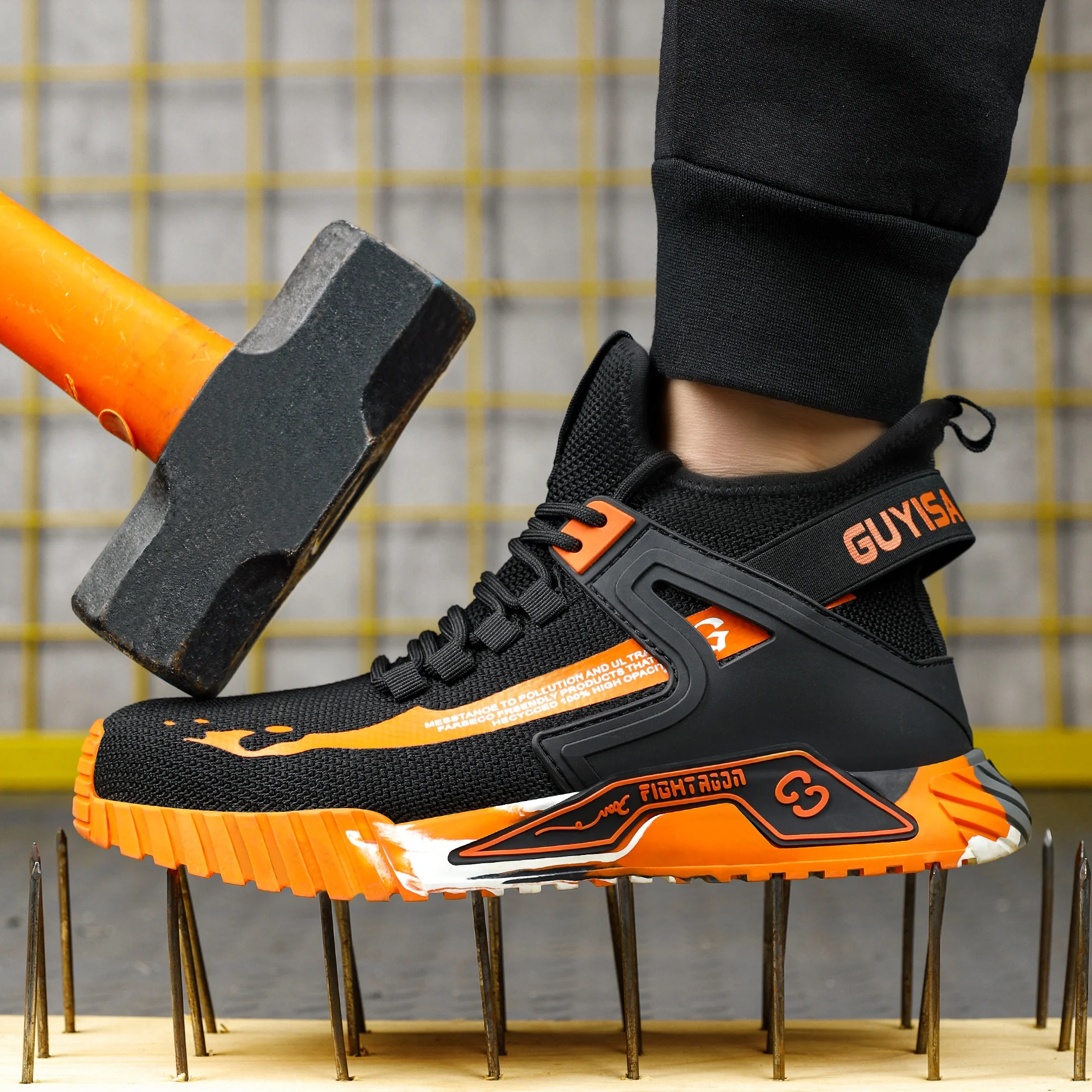 GUYISA Новая защитная обувь дышащие рабочие ботинки со стальным носком для мужчин