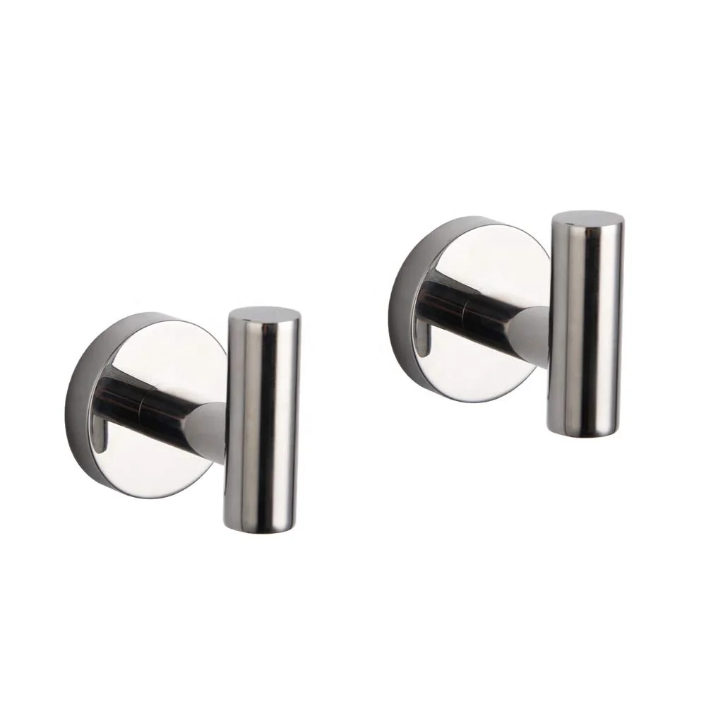 YULN Household self-adhesive hooks wall mounted Stainless Steel robe hook for Bathroom