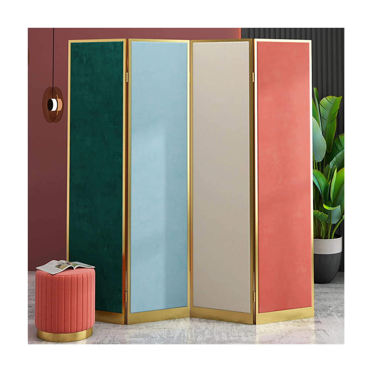 Индивидуальные скандинавские Роскошные Складные бархатные разделительные экраны с металлической рамкой разделители