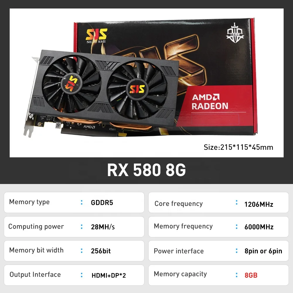 Лидер продаж новая игровая видеокарта RX580 Radeon 8 Гб 256 бит GDDR5 AMD GPU для игрового ПК графические