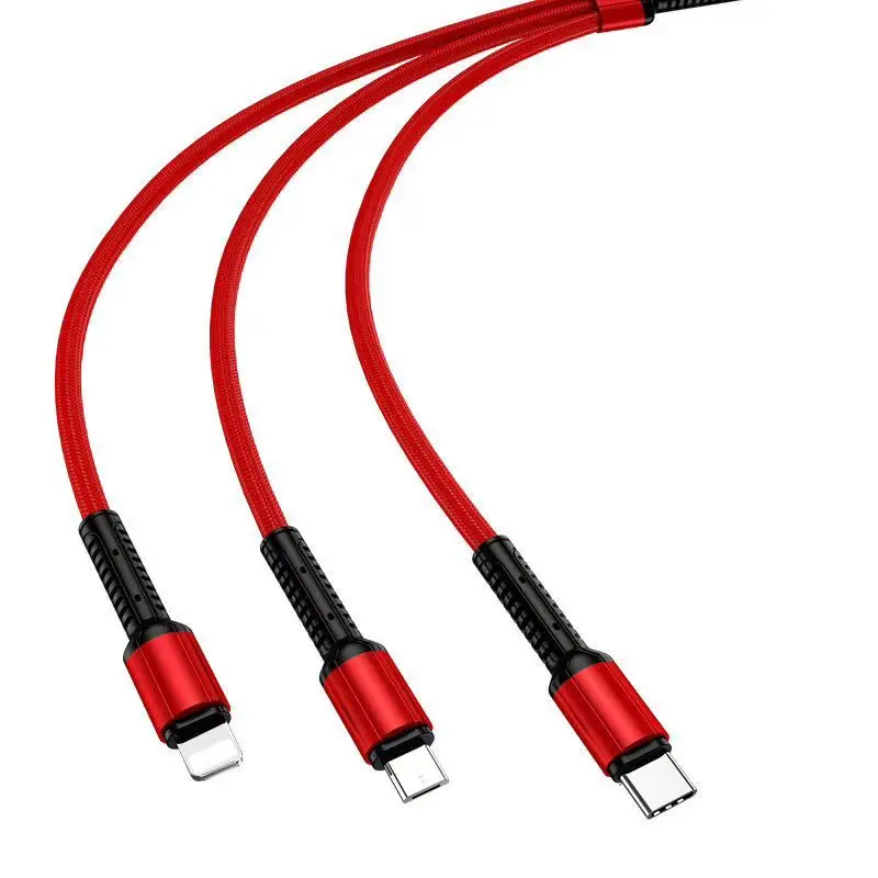 Car three in one mobile phone data cable charging cable 3.1A dual USB car phone charger plug