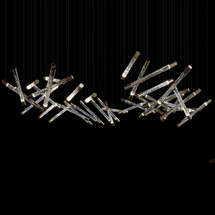 New Design Indoor Decoration Hotel Hall Lobby Custom LED Cylinder Chandelier Pendant Light