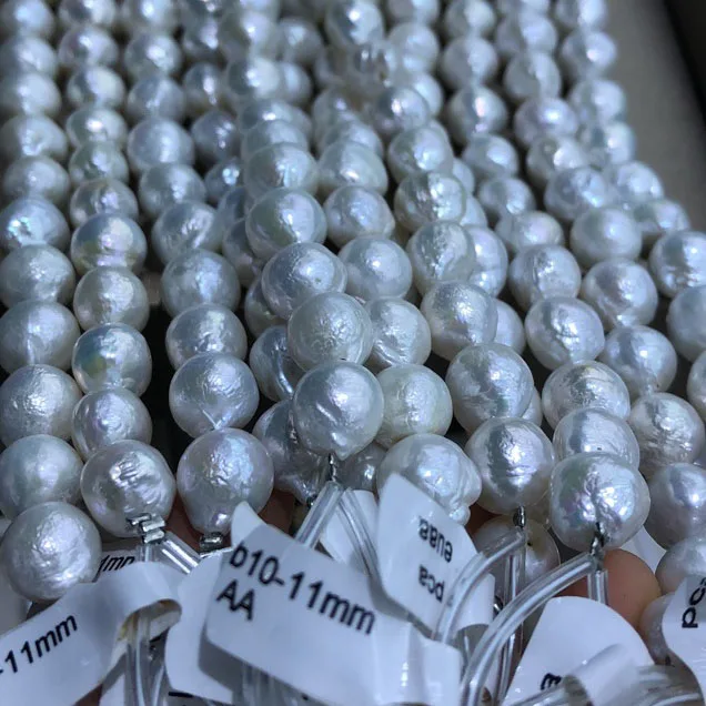 
wholesale natural freshwater real 9-10mm baroque loose edison pearl strand 