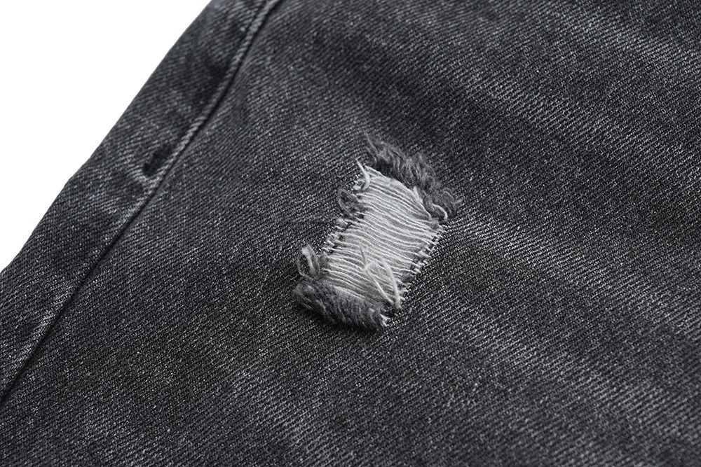 STARLIGHT New Trend Customize Men High Quality Denim Jeans Shorts Sandblast Whiskers Distressed Vintage Men Denim Shorts Black