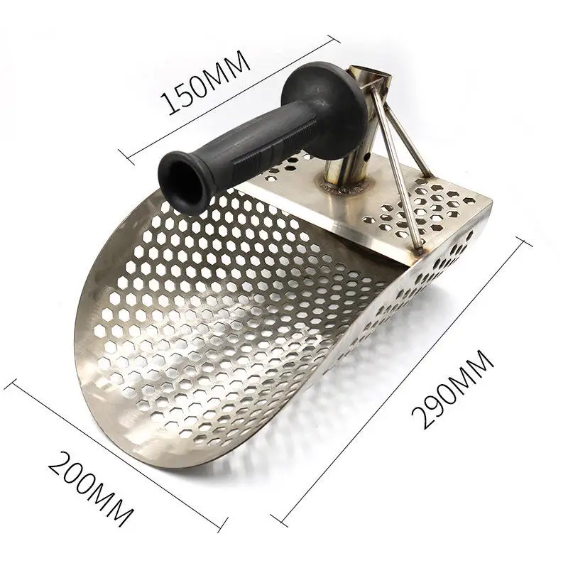Stainless Steel Handheld Metal Detecting Sand Scoop Camping Shovel With Hexahedron Holes for Gold Sand River Separation
