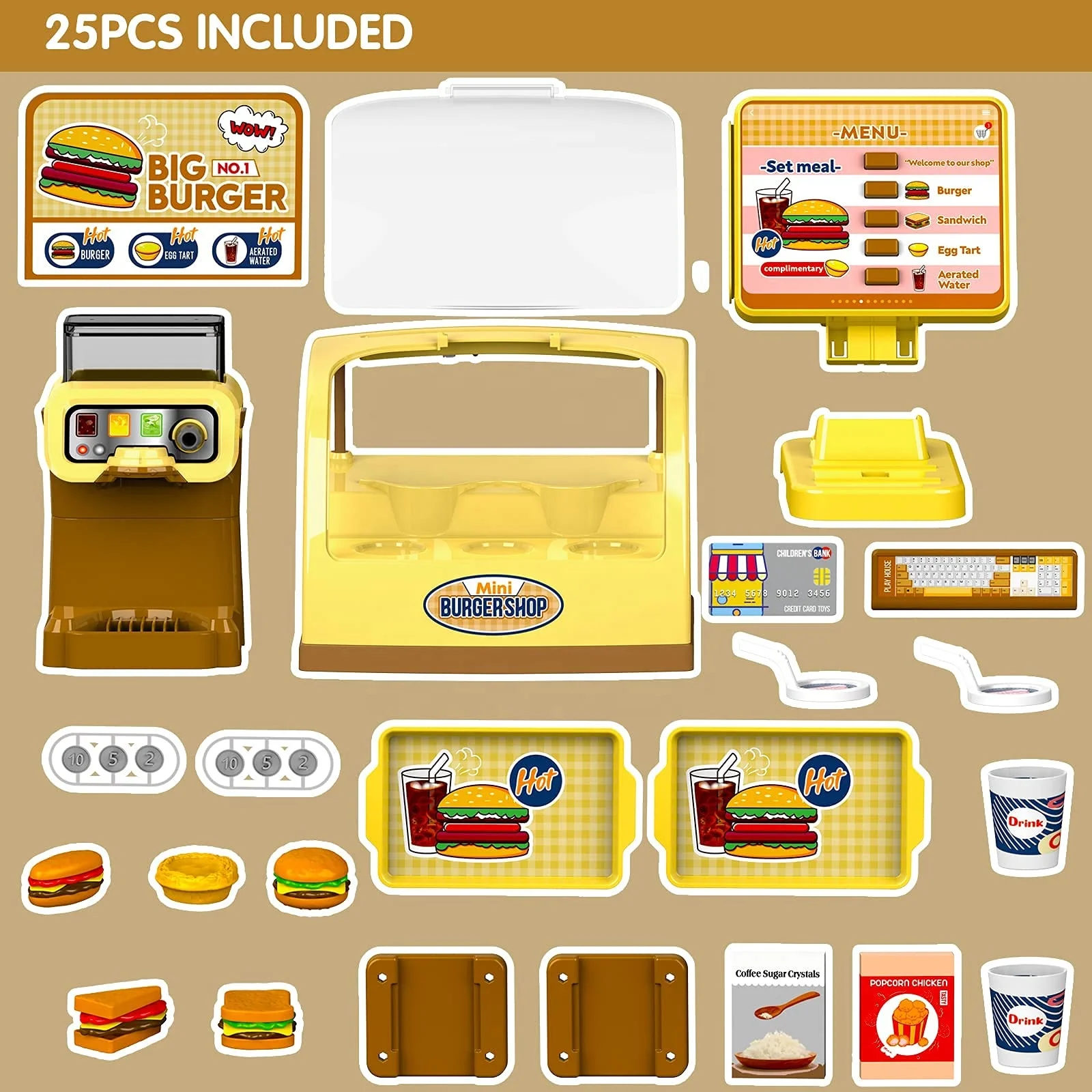 cashier pretend play toy kids cashier counter toy play house toy hamburger shop hamburger cooker