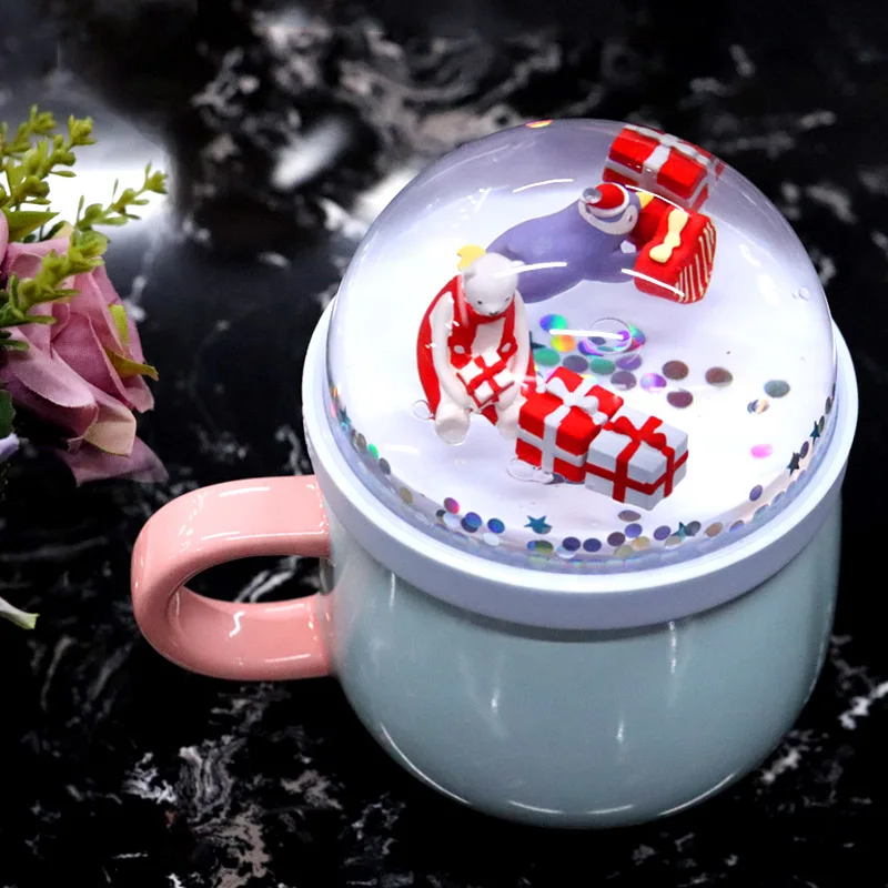 Жидкий плавающий водный блеск для воды многоразовая купольная Кружка со снежными шарами напитков кофе молока чая фарфоровая керамическая кружка