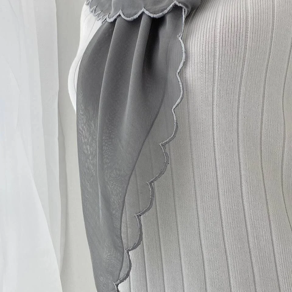 Customized scallop luxury hijab chiffon scarf plain chiffon scarves shawl hijab women square 90*90cm premium chiffon hijab 2022