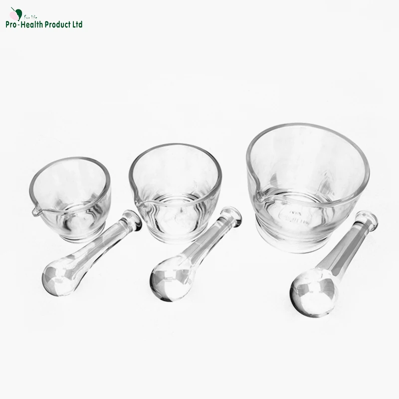 8oz Glass Mortar and Pestle Bowl, Medicine Grinder and Mixer for Pharmacy or Science Lab