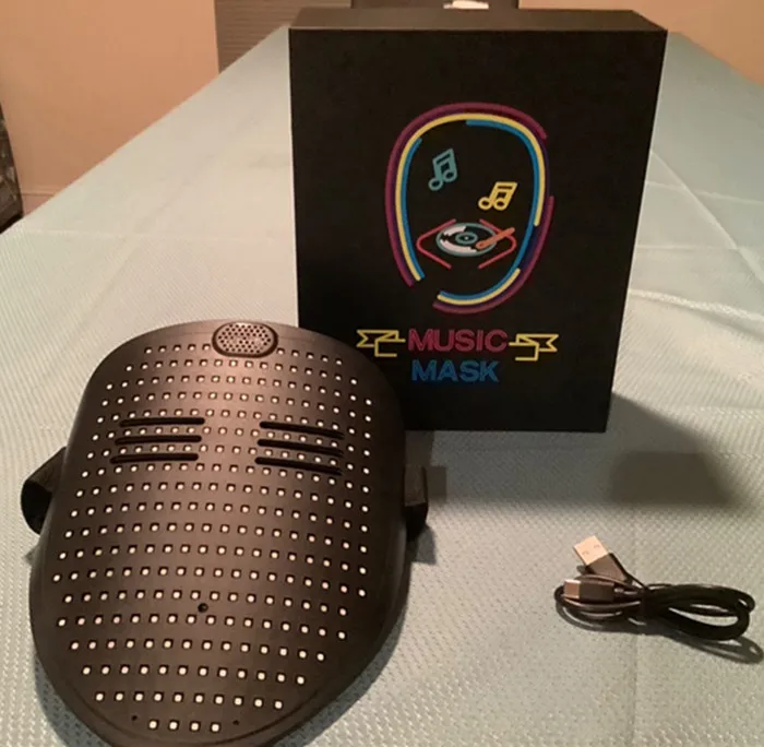 USB rechargeable LED Mask with music Effect and Gesture Sensing,Light up LED Halloween Mask for Kids/Adults for Costume Party