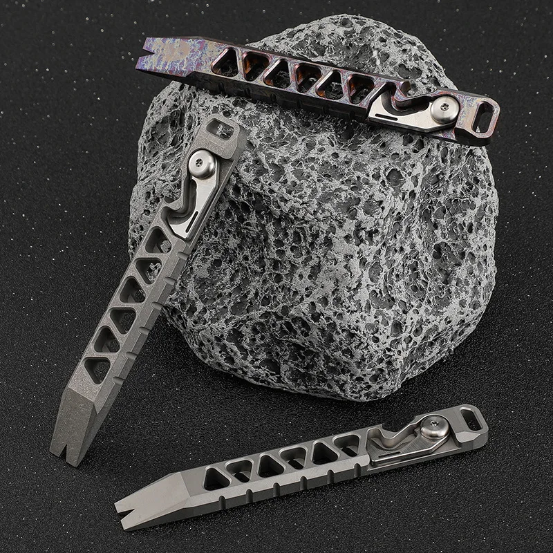 mini pry bar Keychain pry bar titanium Titanium Alloy Outdoor  hand tool pry Camping Bottle Opener Multifunctional EDC Widget