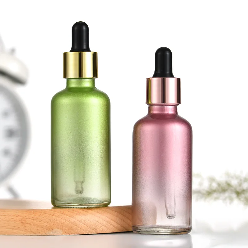 20 ml 30 ml 50 ml 100 ml Multicolor Glass Eye Dropper Tincture Glass Bottles for Essential Oils with Golden Top Cap