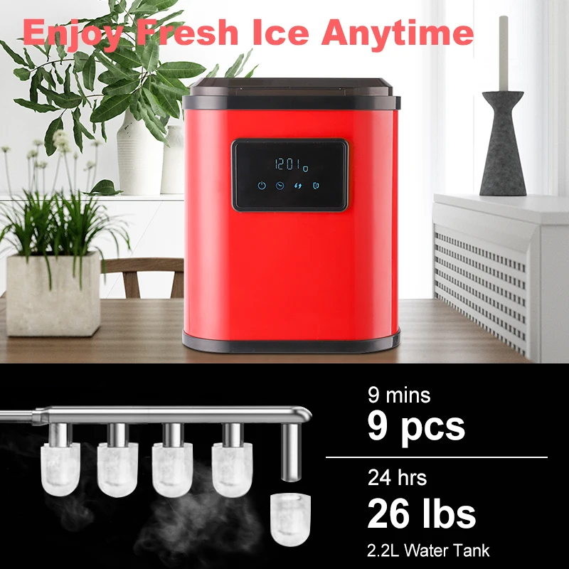 CE, ETL 12V 220V Electric Bullet Cylindrical Ice Machine Automatic Household Mini Ice Maker For Milk Tea