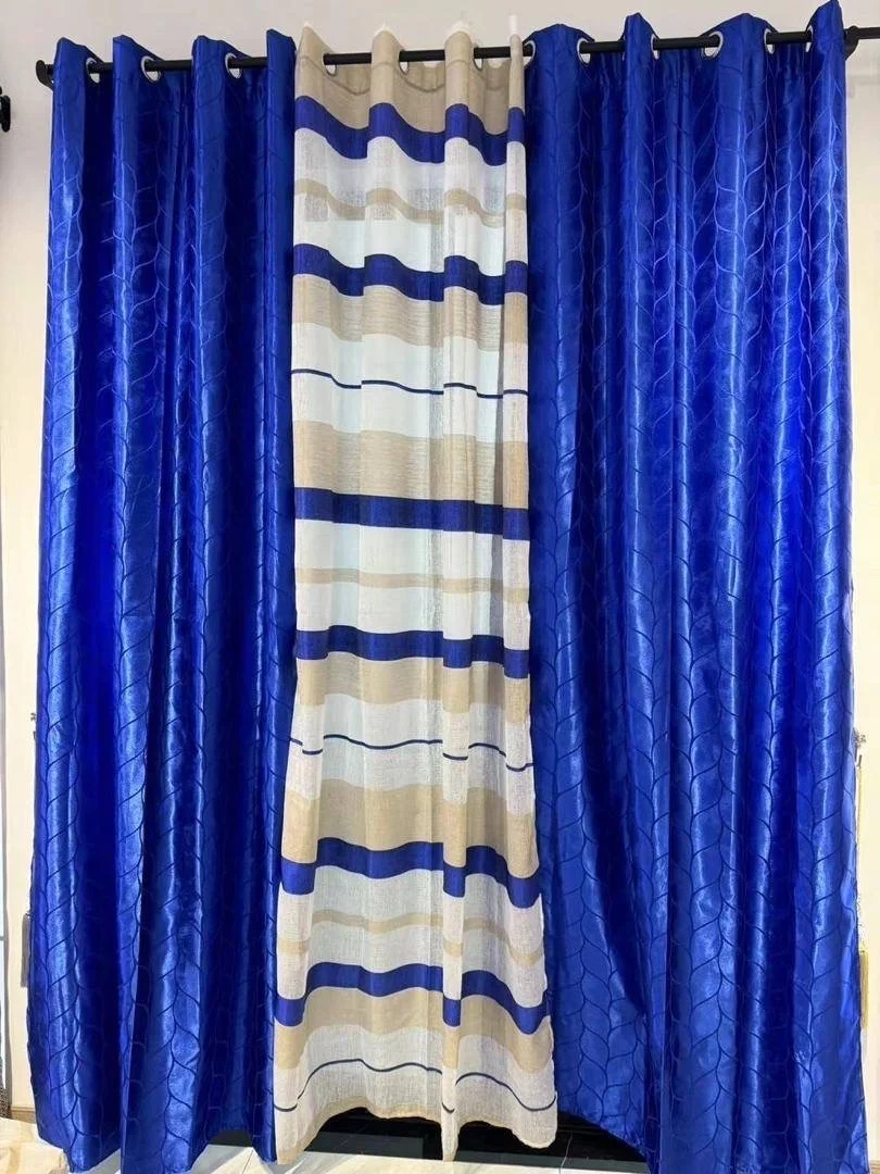 Fancy Geometric Pattern Jacquard Curtain Fabric Roll home Textiles