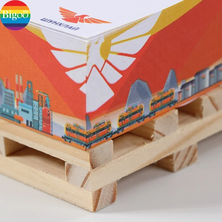 Personalized memo block sticky advertising notes pads with customization print with wood pallet packing