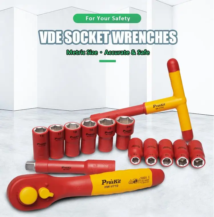 Proskit PK-2836M 41 PCS 1000V Insulated Metric Tool Kit for High Voltage Equipment  Electric Automobile power plant