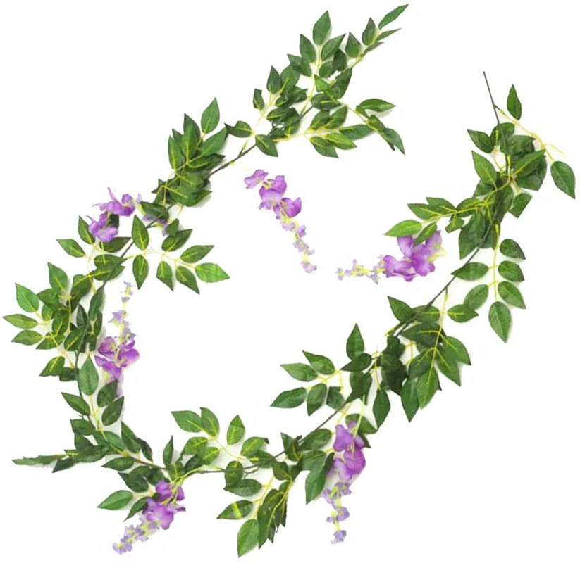 Hot Sale 2M Length Artificial Wisteria Ivy Vines Hanging Flower Greenery Garland For Wedding