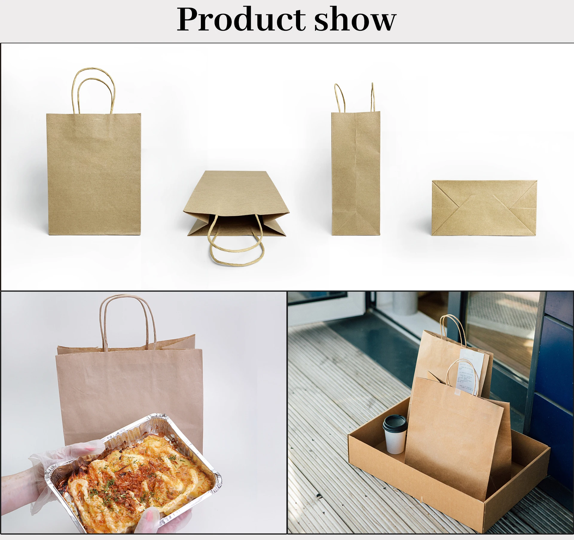 Without handle or with handles good quality shopping bags boba tea custom logo size kraft package paper bag for cup