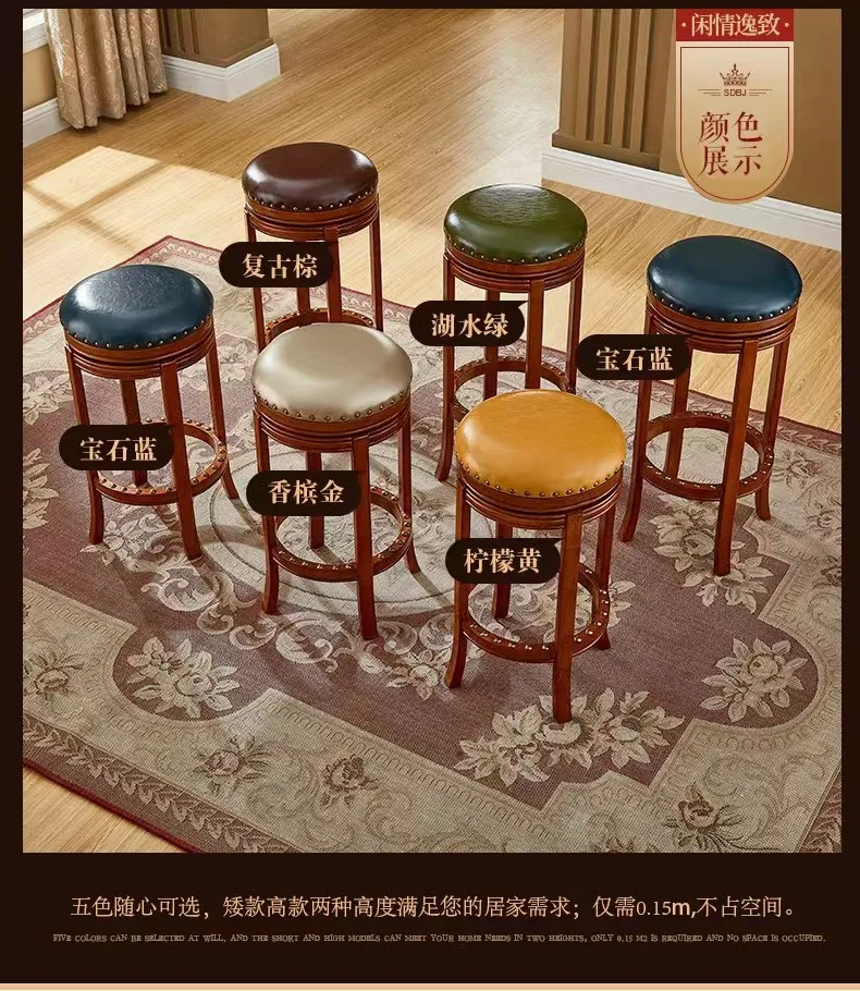 JXT Super Quality Modern Backless Round Backless Seat Vintage Wooden Bar Chair Stools Furniture