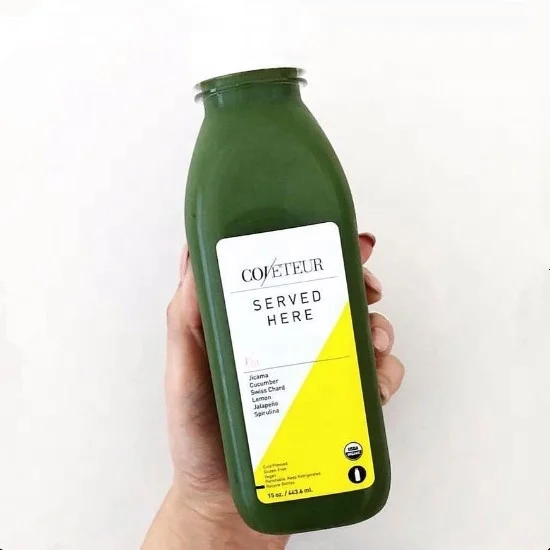 500ml and 16oz fresh french square clear glass bottle for beverage bottle with label