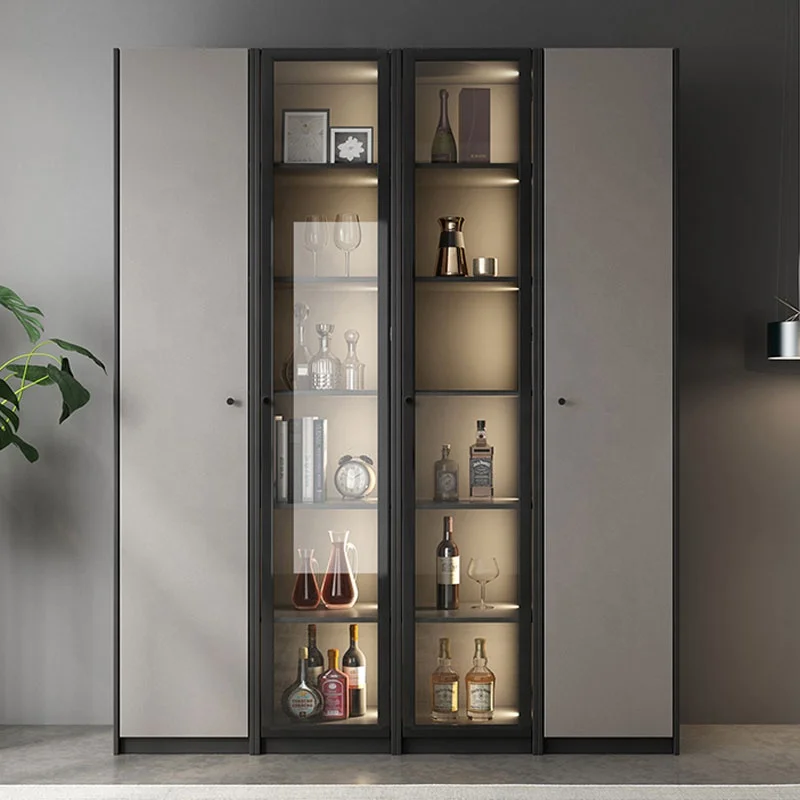 Modern Nordic glass wine cabinet is simple and integrated, and the dining side cabinet of the Wall Restaurant