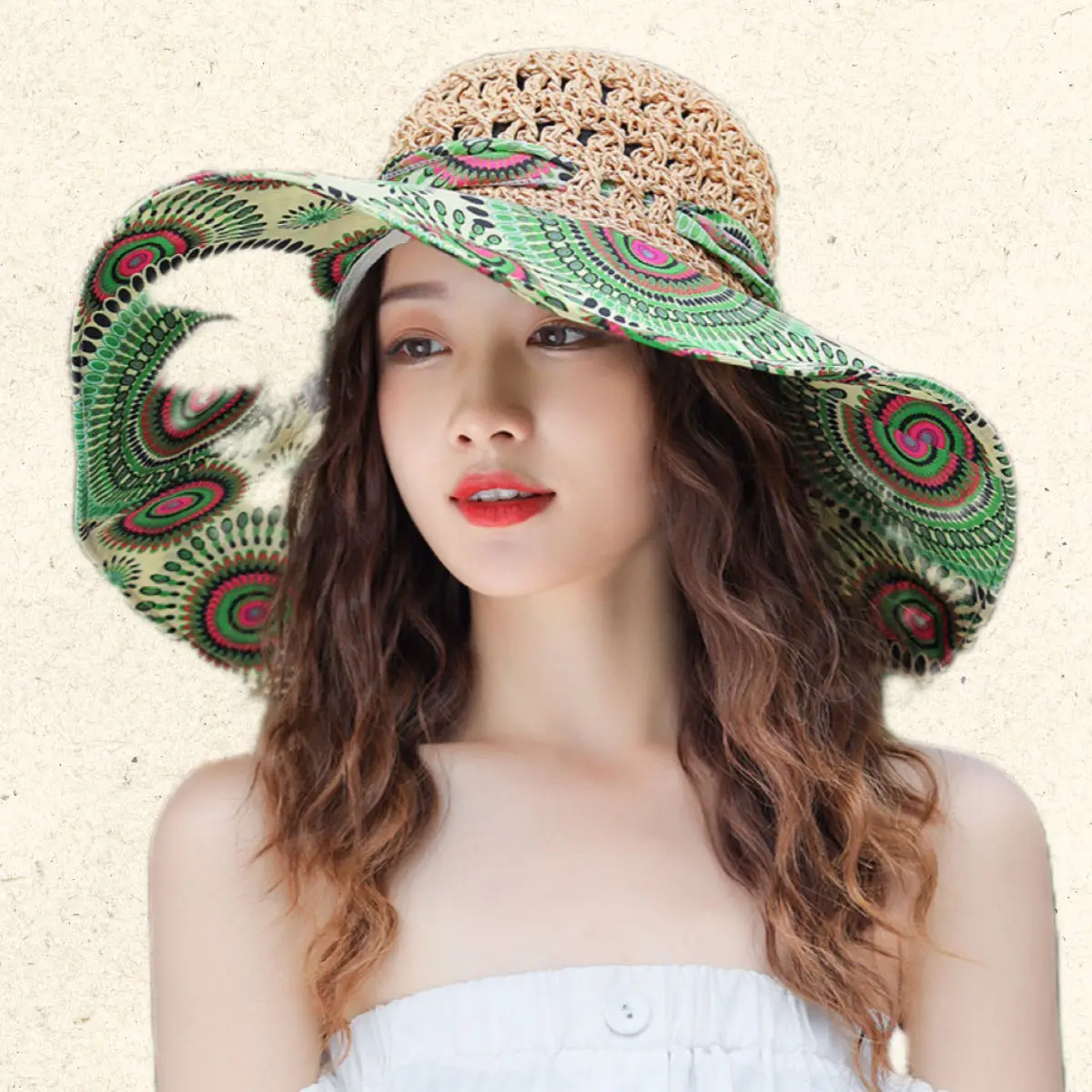 flower  wide eaves hat Custom Bucket Hats UV Protect Crochet Knitted Fishermen Straw Beach for Fishing Casual & Travel