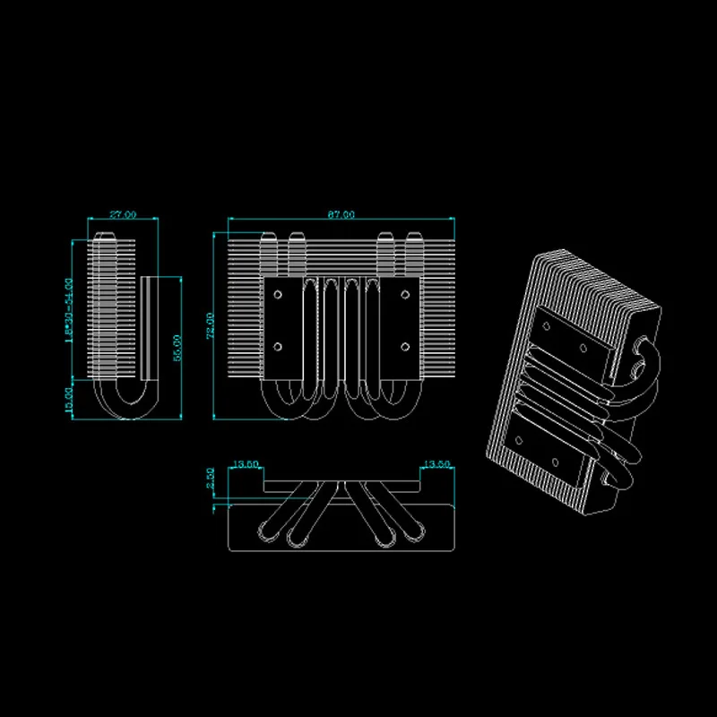 70W heat pipe radiator    LED Light Radiator    Copper aluminum radiator