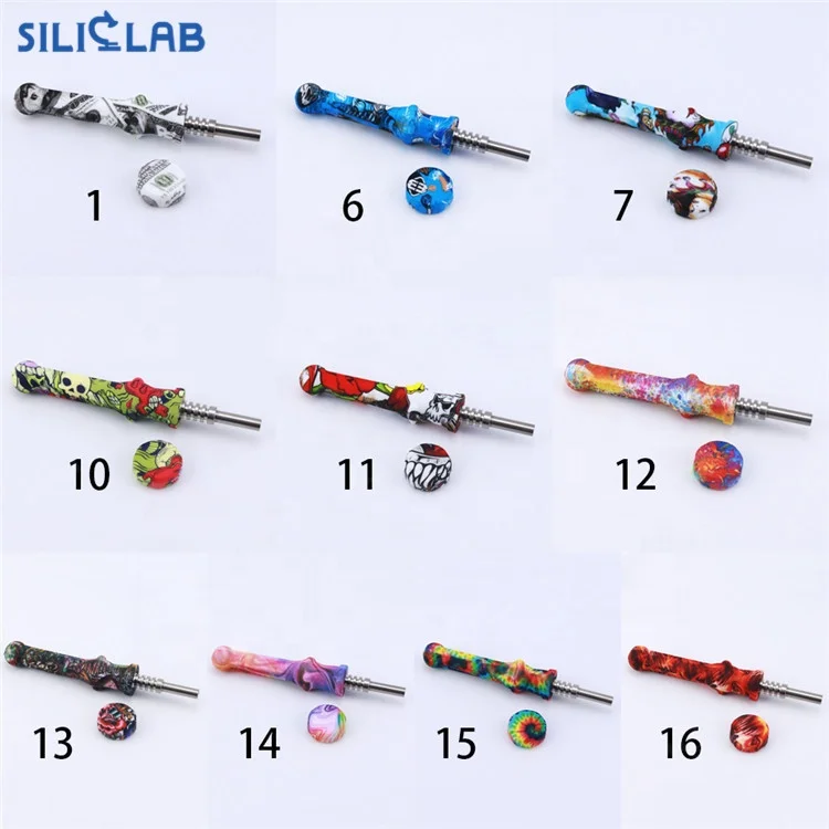 New Printed Bubbler Smoking Pipes Titanium nail Dabs Rigs Stock In Siliclab Smokeshop